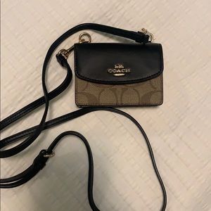 Mini coach cardholder with strap